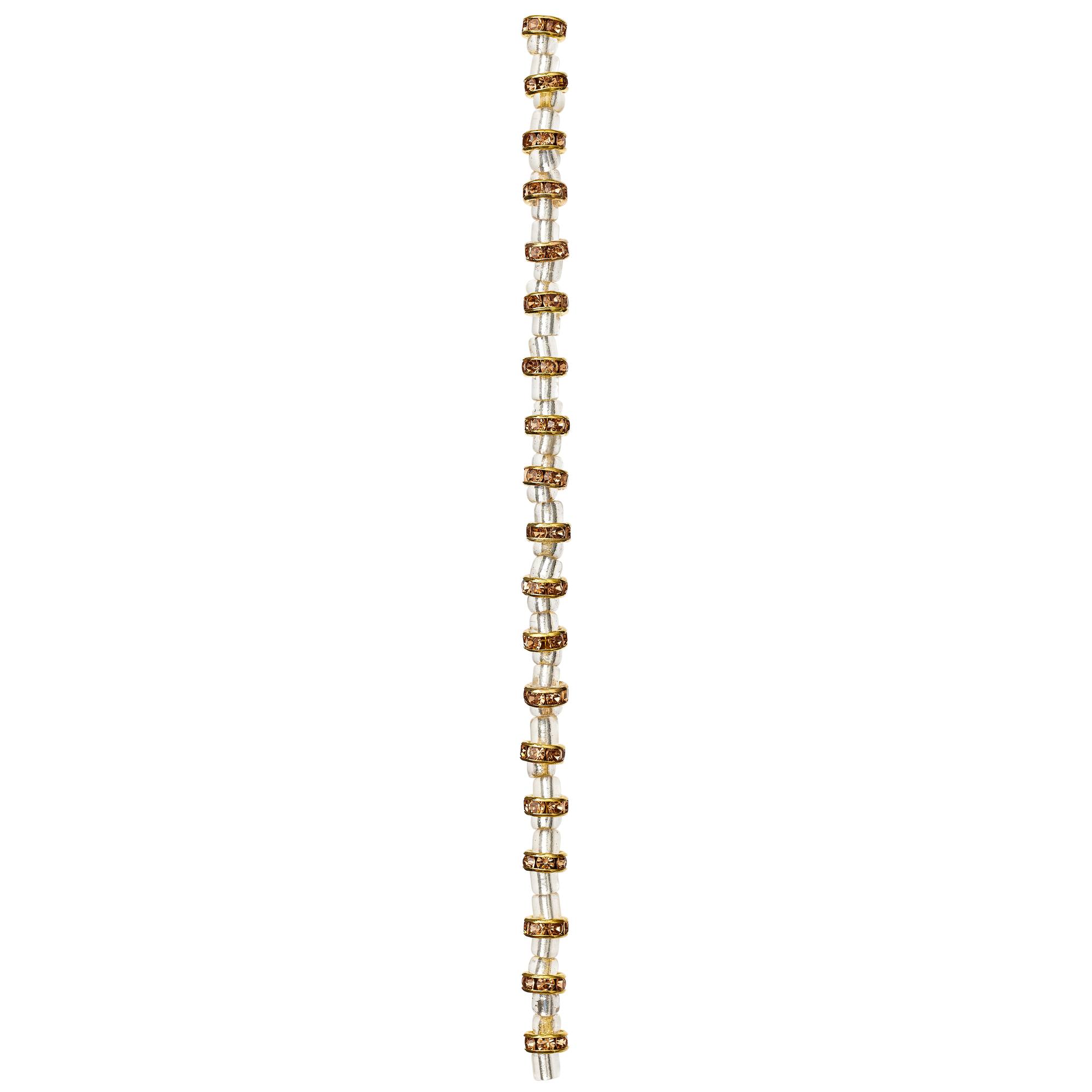 Amber Rhinestone Studded Rondelle Beads, 6mm by Bead Landing™
